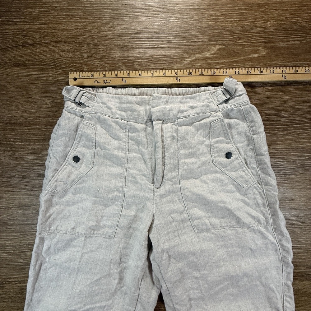 Athleta Women's 6T 100% Linen Pants Beige Pull On Relaxed Casual Coastal Minimal - Picture 7 of 10
